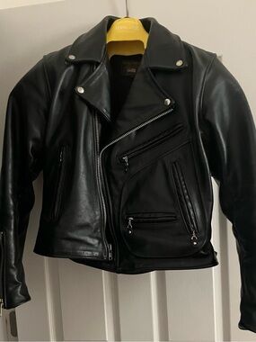 Classic Black Leather Moto Bomber Jacket